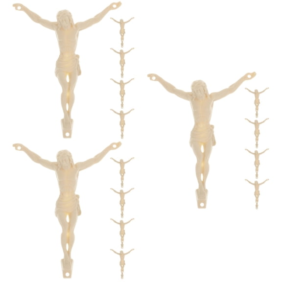 Worgeous 15 pcs  DIY Craft Jesus Figurine DIY Wall Cross Crucifix Collectible Jesus Figurine Home Decor
