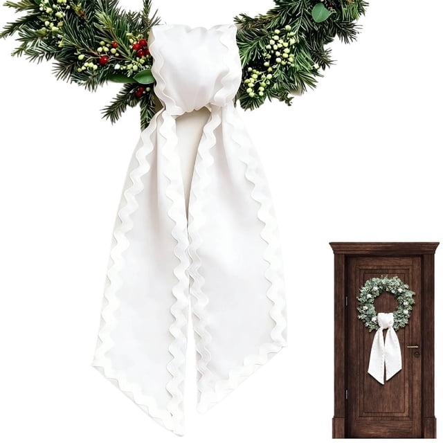 Easter Wreath Sash for Front Door - 54in Heavy Canvas Ribbon with Cute Trim