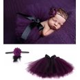 thumbnail image 1 of Conjunto de 2 piezas de falda tutú para niña recién nacida, ropa para baile, accesorios para fotos, disfraz con diadema (morado, azul), 1 of 3