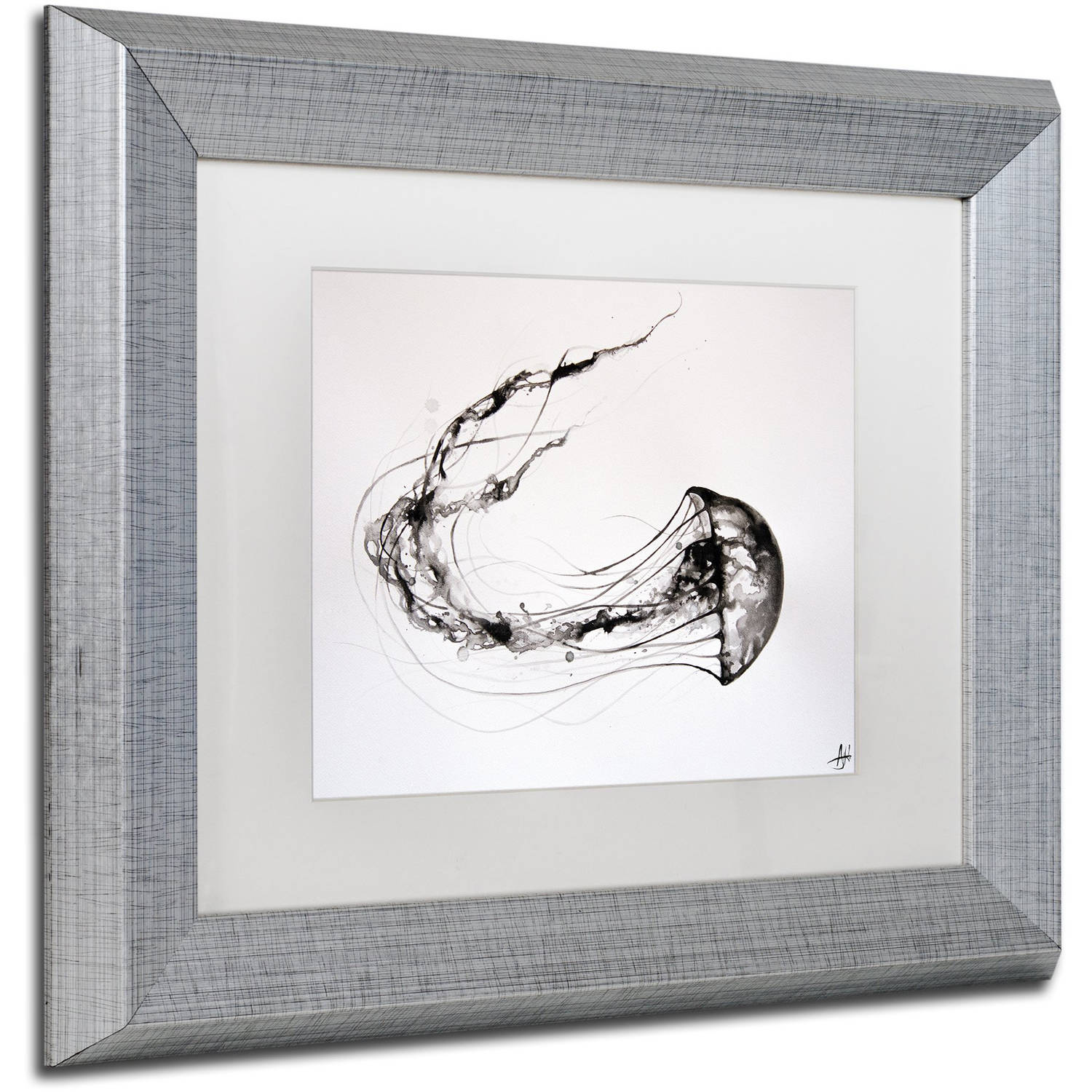 Trademark Fine Art 'That's No Moon' Canvas Art by Marc Allante, White Matte, Silver Frame