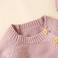 thumbnail image 4 of Baby Romper Long Sleeve Infant Boy Girl Jumpsuit Clothes Autumn Solid Knit Newborn Toddler Kid Solid Overalls 2PC 0-18M Onesies, 4 of 6