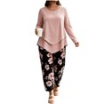 thumbnail image 4 of Zormilly Plus Size Outfits for Women 2 Piece Sets Long Sleeve Shirts Printed Wide Leg Pants Soft Lounge Sets, S-5XL, 4 of 6