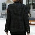 thumbnail image 5 of Stichou 2025 Fall Women's Tweed Plaid Blazer Jacket - Fully Lined Fashion Business Casual Lapel Elegant Coat with Pockets Black 2XL, 5 of 5