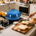 thumbnail image 3 of TLGREEN 6qt Enameled Cast Iron Dutch Oven for  Bread Baking, Non-Stick Dome-Shaped Bread Oven Pot with Lid, Silicone Handles and Scraper, Easy Cleaning, Blue, 3 of 11