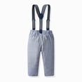 thumbnail image 4 of Kaprioy Baby Boy Winter Clothes Lapel Long Sleeve Button Down Shirt With Bow Tie Adjustable Strap Trousers 2Pcs Formal Outfit Set 3 6 12 18 Months 2T 3T 4T 5T 6T 7T 8T 9T Wedding Dress Clothes, 4 of 9