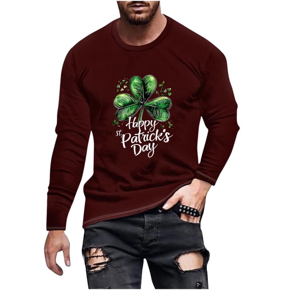 biudgviw Men's St.Patrick's Day Shirt Festival Print Soft Long Sleeve Graphic Tees Oversized Casual Crewneck Workout Top