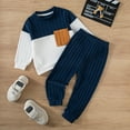 thumbnail image 2 of GXWEA Boy Clothes Toddler Sweat Set Toddler Boy Clothes Long Sleeve Sweatshirt Pants Set Fall Winter Outfits 12-18 Months Navy, 2 of 8