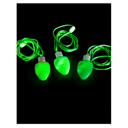 Green Flashing Light-up Blinking Christmas Bulb Pendant LED Costume Necklace