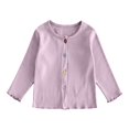 thumbnail image 2 of Ruyang Kids Girls Sweater Long Sleeve Button Down Tops Toddler Ribbed Knit Cardigan Fall School Uniform Pullover Pullover, 2 of 7