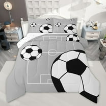 Manfei Sport Soccer 2pcs Bedding Comforter Set for Female Men Teens,Boys Football Print Twin Comforter Sets,Ball Gamer Breathable Bedding Set,Luxury Bedroom Decor,Reversible