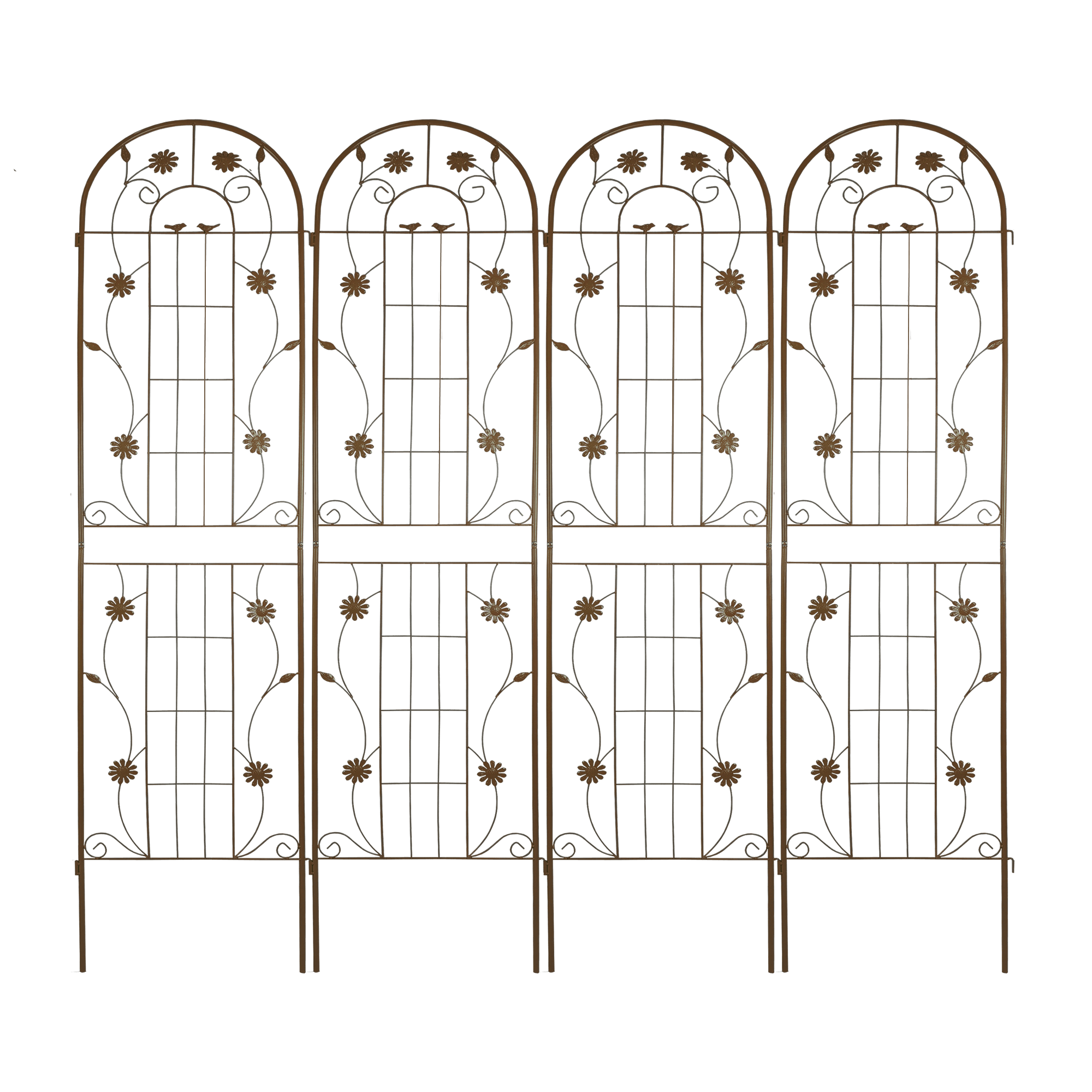 2 Pack Metal Garden Trellis 86.7" x 19.7" Rustproof Trellis for Climbing Plants Outdoor Flower Support Brown
