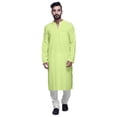 thumbnail image 1 of Atasi Chinese Collar Cotton Satin designer kurta for men Solid indian Long kurta, 1 of 7
