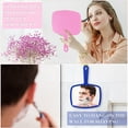 thumbnail image 5 of 3 Pieces Hand Mirror Handheld Cosmetic Mirror with Handle, Makeup Hand Mirror Hairdressers Paddle Mirror Portable Vanity Mirror for Travel, Home and Salon Use (Red, Black, Blue, ), 5 of 5