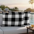 thumbnail image 4 of Black White Plaid Outdoor Waterproof Pillow Covers, Farmhouse Modern Abstract Art Buffalo Decorative Rectangle Throw Pillowcase Sofa Cushion Sham for Patio/Couch/Chair, 20"x12" 2 Pack, 4 of 8