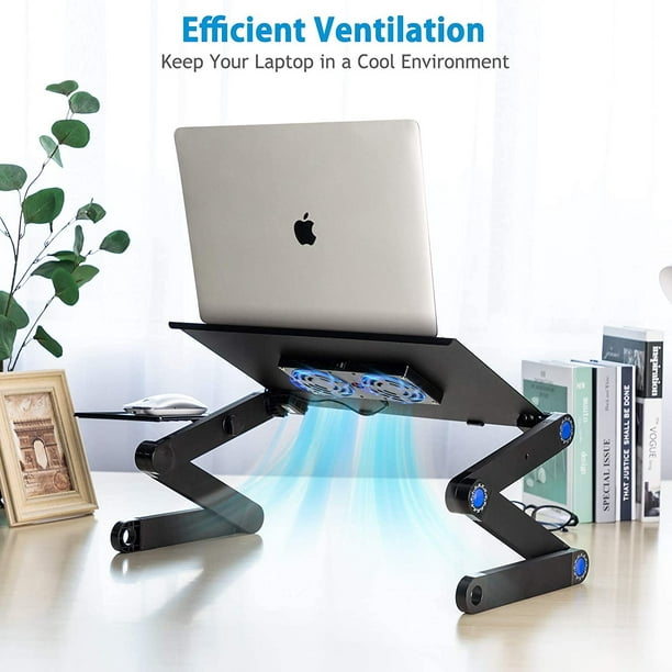 LORYERGO Adjustable Laptop Desk with Cushion, Mouse Pad & Cellphone Slot -  Laptop Stand for Bed & Couch, Riser for Home & Office