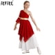 thumbnail image 2 of Vestido de baile lírico de Ballet con un hombro para niñas, vestidos metálicos con dobladillo Irregular y manga acampanada, disfraz de adoración cristiana, 2 of 5