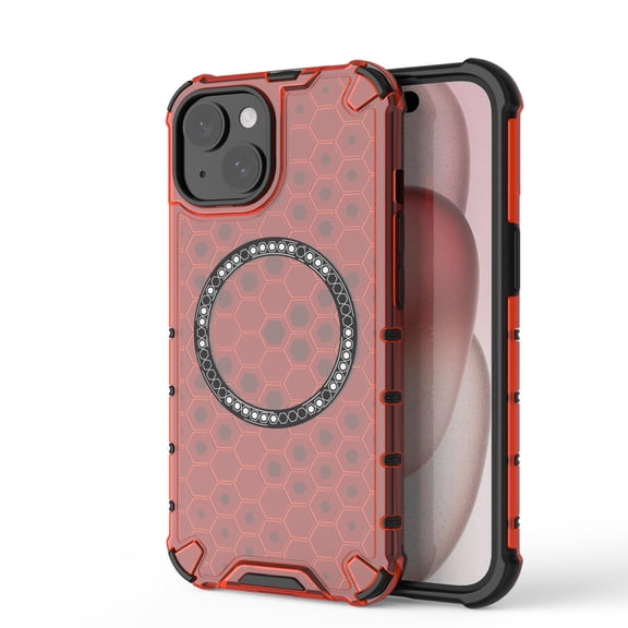Dteck Magnetic Transparent Case for iPhone 16, Compatible with MagSafe Wireless Charging Slim Anti-Scratch Shockproof Soft TPU Rubber Cover Case, Red