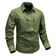 thumbnail image 2 of ZVNAΖH Mens Button Down Long Sleeve Work Shirts, Quick Dry, Sun Protection, Hidden Zipper Pocket, Outdoor Hiking Cargo Shirts, 2 of 5