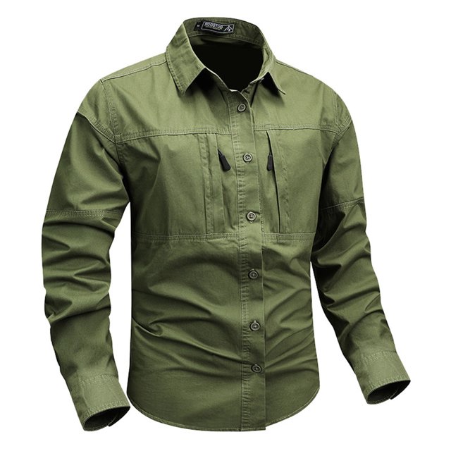 AherBiu Plus Size Mens Long Sleeve Shirts Button down Quick Drying Lightweight Shirt Outdoor Work Shirts with Multi Pockets