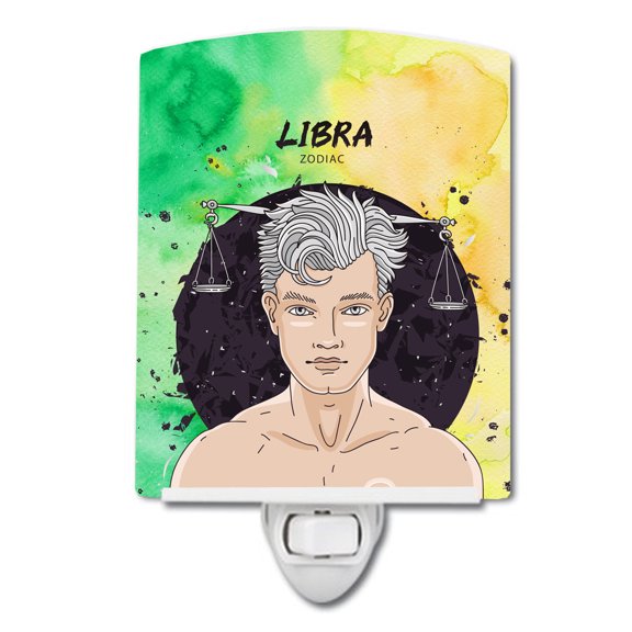 Caroline's Treasures BB7323CNL Libra Zodiac Sign Ceramic Night Light, 6x4x3", multicolor