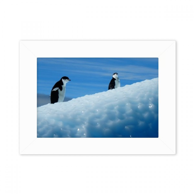Two Antarctic Penguins Science Nature Picture Photo Mount Frame Picture Art Painting Desktop 5x7 inch