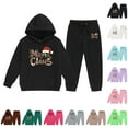 thumbnail image 4 of FYEGRE Christmas Letter Print Hooded Sweater and Pants Outfit Set for Girls Festive Holiday Long Sleeve Top and Bottom Combo Pink 2-3 Years, 4 of 4