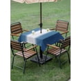 thumbnail image 4 of Outdoor Tablecloth with Umbrella Hole for Patio/Picnic/Party/Camping, Navy Blue Striped Waterproof Table Cloth Square Cover Washable, Blue White Ombre Farmhouse Gradient (60"x 60"), 4 of 9