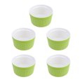 thumbnail image 3 of EeaseMX 5 cuencos de cerámica para hornear, resistentes a altas temperaturas, de mimbre, sin asas, para postre, pequeños, para cocina casera (verde), 3 of 7