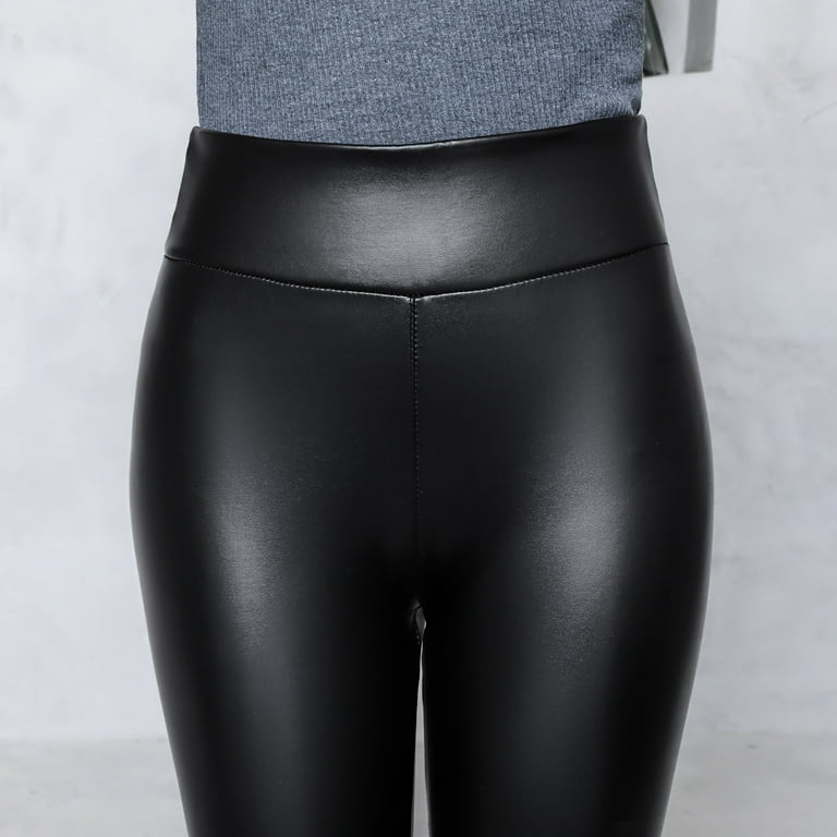 TAIAOJING Lined Thermal Leggings For Women Leather Leggings Stretch High  Waisted Pleather Pu Pants& Warm Pants