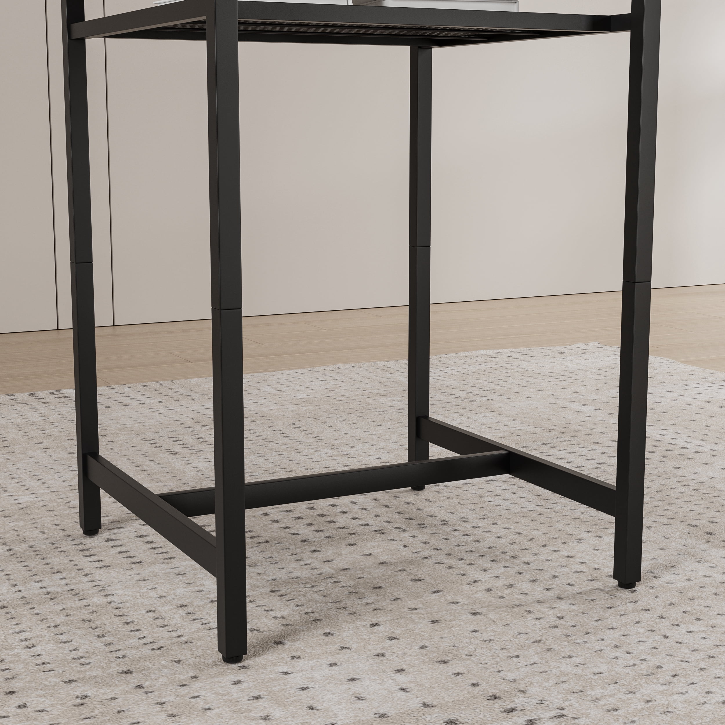 Bar Table Set of 2,Bistro Kitchen Table Sets,Wood Pub Bar Table Set with Storage Rack for Small Space, Apartment,Grey
