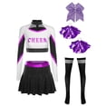 thumbnail image 7 of iiniim Womens Cheer Leader Costumes Set Schoolgirl Cheerleading Cosplay Halloween Party Uniform Purple XL, 7 of 7