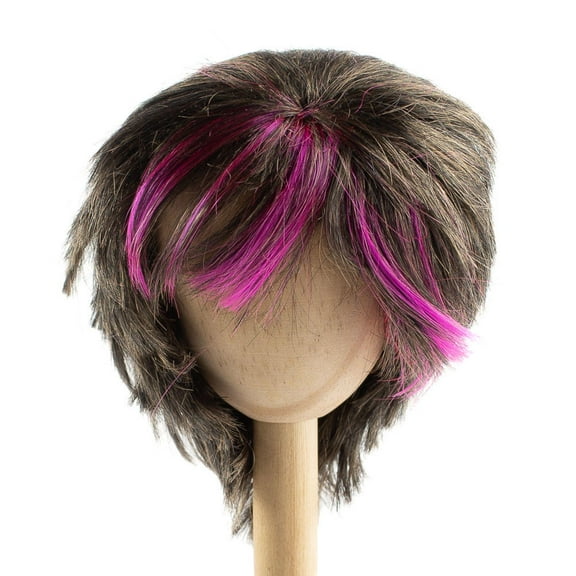 Monique Synthetic Mohair Brown Black Hot Pink Frankie Doll Wig