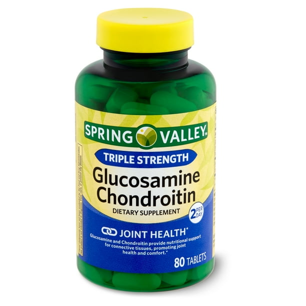 Spring Valley Triple Strength Glucosamine Chondroitin Dietary Supplement, 80 count
