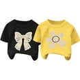 thumbnail image 5 of SGFCWSX Girls Short Sleeve 2 Pack T-Shirt, Kids Graphic Crew Neck Cotton Breathable Top, Daily Summer Tees Black Size 2-3 Years, 5 of 5