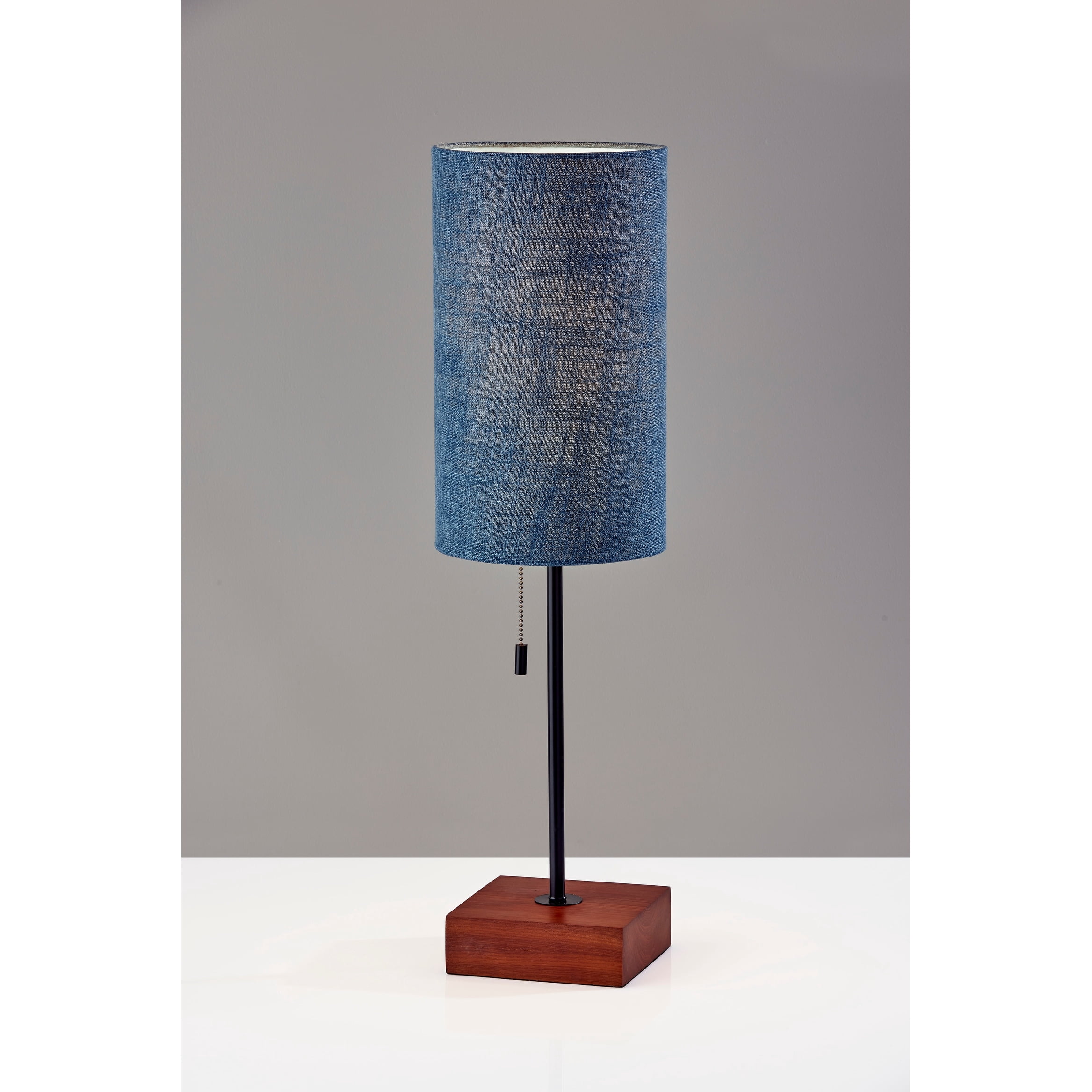 Adesso Trudy Table Lamp Black Wood Base, Mustard Yellow Textured Fabric Shade