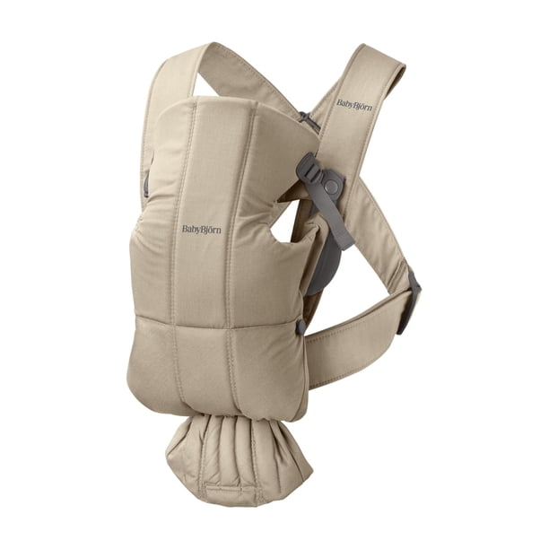 Portabebés BabyBjörn Mini tejido beige para recién nacido de 3,2 a 11,3 kg