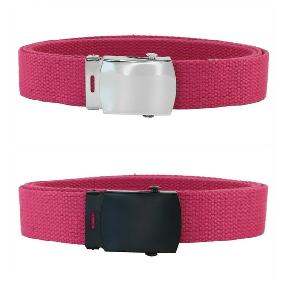 Pink Adjustable Canvas Military Web Belt With Metal Buckle 32 to 72