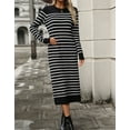 thumbnail image 2 of Womens Long Sleeve Striped Boho Midi Bodycon Dress Long Dresses for Women 2024 Casual Spring Alsol Lamesa, 2 of 6