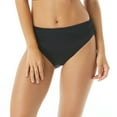 thumbnail image 2 of Women's Carmen Marc Valvo C1D223 Castello Scroll Classic Shirred Waist Swim Bottom (Black M), 2 of 4