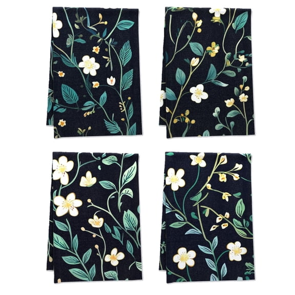 Bohemia Tea Towel Handy Nature Leaves Plants Terry Cloth Dish Towels 16x24in Pack Of 4 - Durable Coloful Flowers Farmhouse Towels for Home Powder Room Washroom Garden Deco (Microfiber)