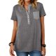 thumbnail image 1 of Camiseta con cuello redondo para mujer, camiseta de manga corta con bloques de color y cuello redondo, color gris oscuro XXL, 1 of 6
