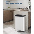 thumbnail image 6 of JoanKaren 21.1Gal/80L Stainless Steel Trash Can with Soft-Close Plastic Lid, Step-on Waste Bin with Removable Plastic Inner Buckets,White, 6 of 6