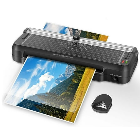 Desktop Thermal Laminator - 2-in-1 A4 Laminating Machine with Corner Rounder for Office Black OL292