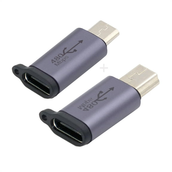 FVH 2pcs/lot USB-C USB2.0 Type C Female to Micro Mini USB Male Power Adapter 480Mbps Data with Chain Holes
