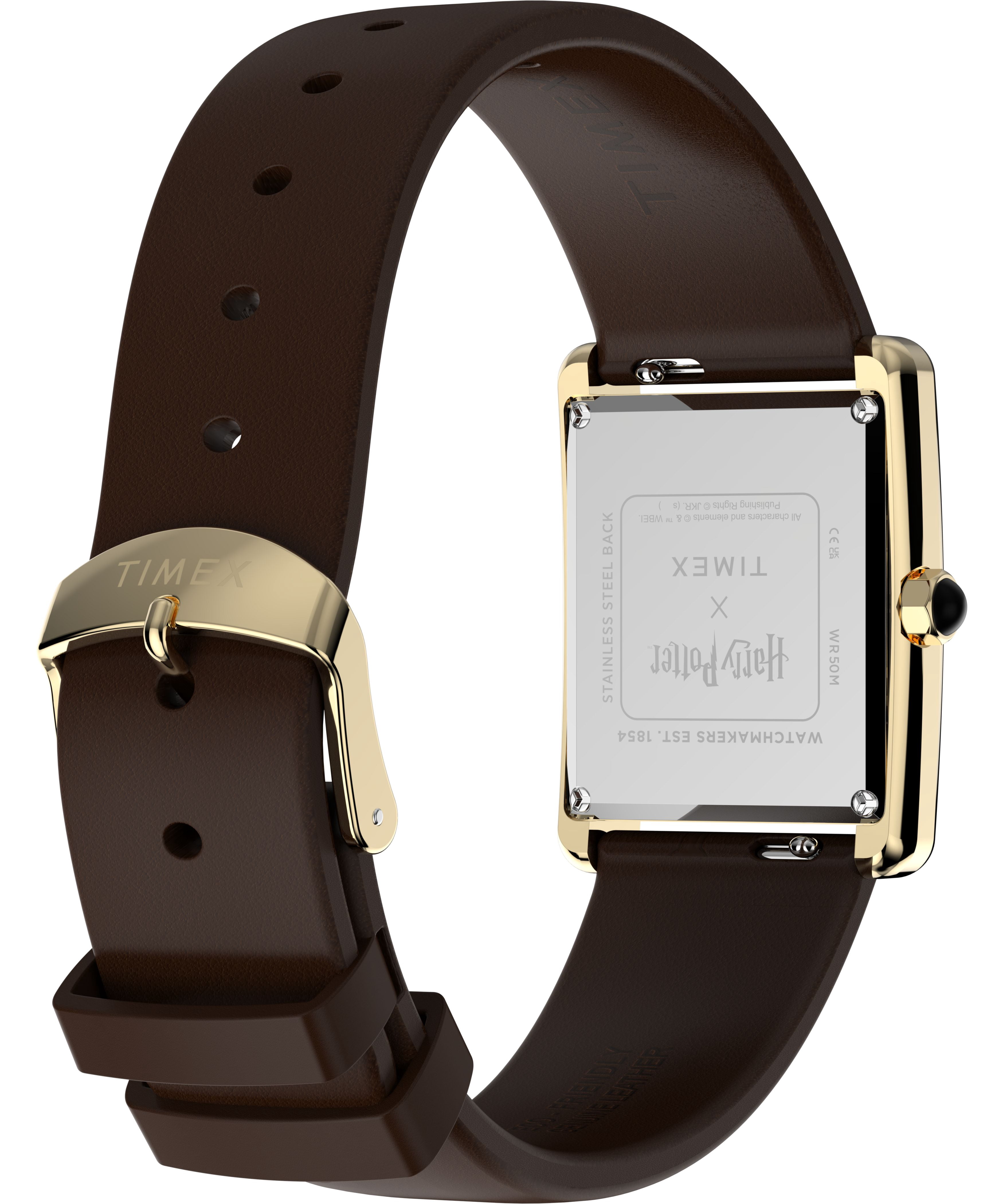 Timex Women's Harry Potter x Hailey Hogwarts 24mm Watch - Brown Two- Piece Quick Release Champagne Dial Gold-Tone Case