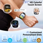 AI Smart Watch for Women Men 1.91 HD Touch Screen with Dual-Mode Smart Bluetooth Call and Voice Assistant 100+ Sport Modes IPX7 Waterproof Fitness Watch for Android/iPhone