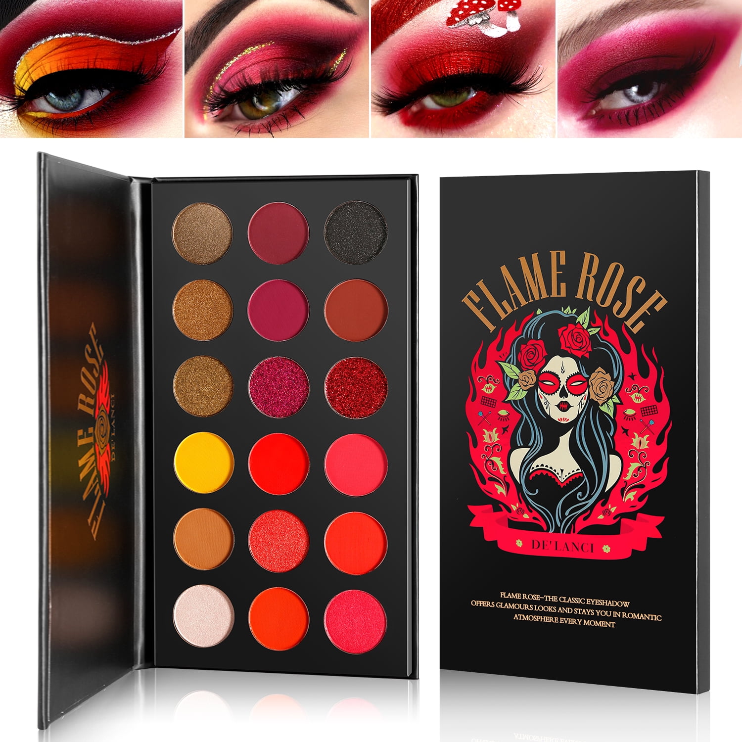 Red Eyeshadow Palette Highly Pigmented,Long Lasting True Red Eye Shadow Makeup Pallet 18 Color, Matte Shimmer Gold Black Yellow Sunset Warm Blendable Eye Shades Pallete - Walmart.com