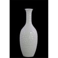thumbnail image 1 of Urban Trends Collection 14909 Ceramic Bellied Round Vase with Flared Lips, Long Neck, Embossed Diamond Design Body & Tapered Bottom Medium, Gloss Finish - White, 1 of 1