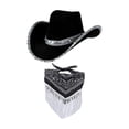 thumbnail image 2 of Sombrero de vaquero Yuyangstore Fringe Bandana Mini Cowgirl Hat Casual Jazz Top Hat Sunscreen Hat Negro, 2 of 8