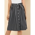 thumbnail image 2 of INSPIRE CHIC Falda Mujer Midi A Rayas Con Botones Y Elástica, dos colores Negro S, 2 of 6